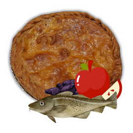 Bacalao, manzana y pasas